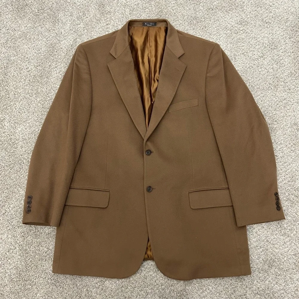 Von‎ Maur Silverstone Blazer 46L Brown Loro Piana Cashmere Sport Coat 2-Button